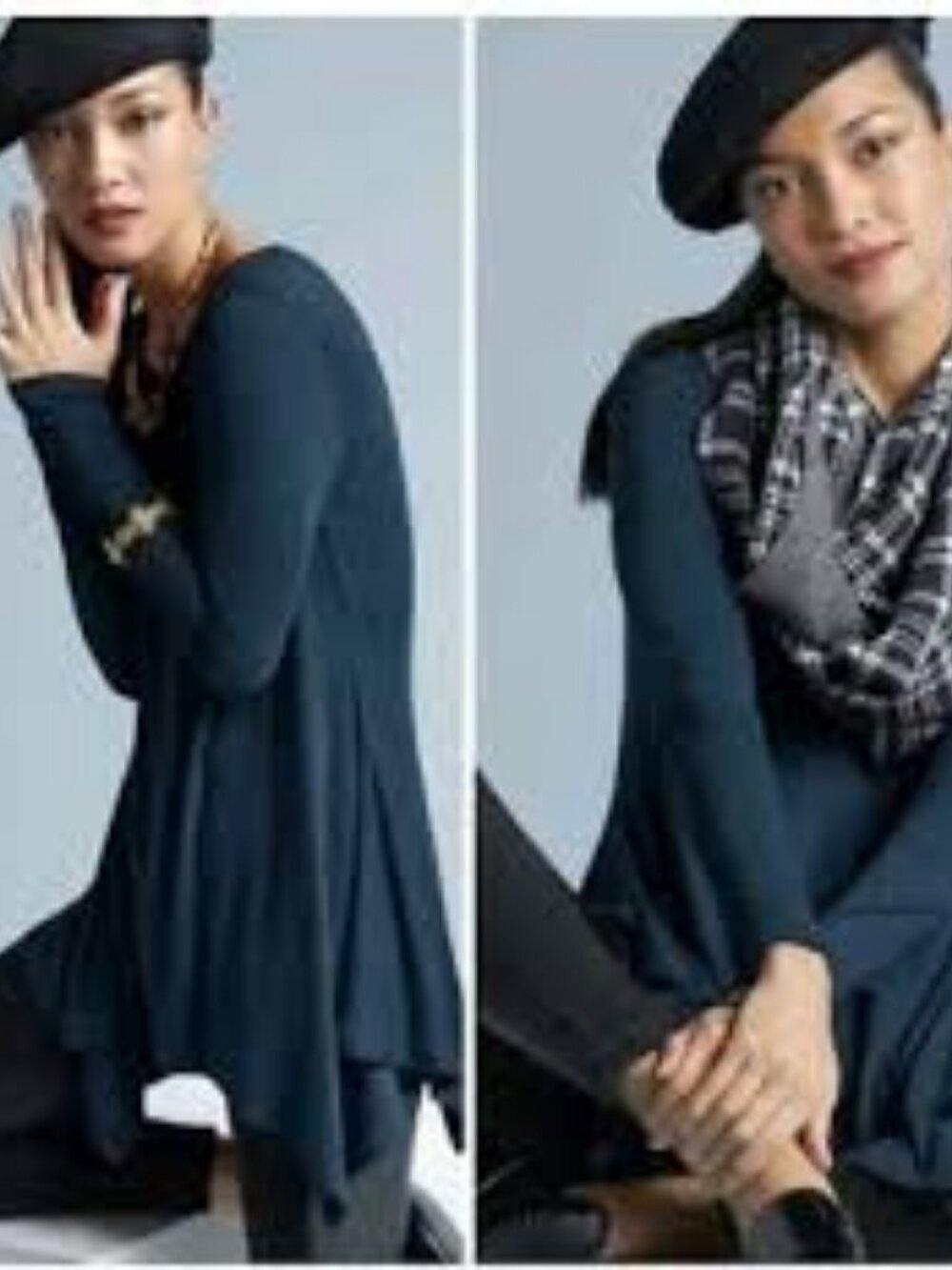 Cabi Dark Teal Halftime Tunic Handkerchief Hem 3498 Small